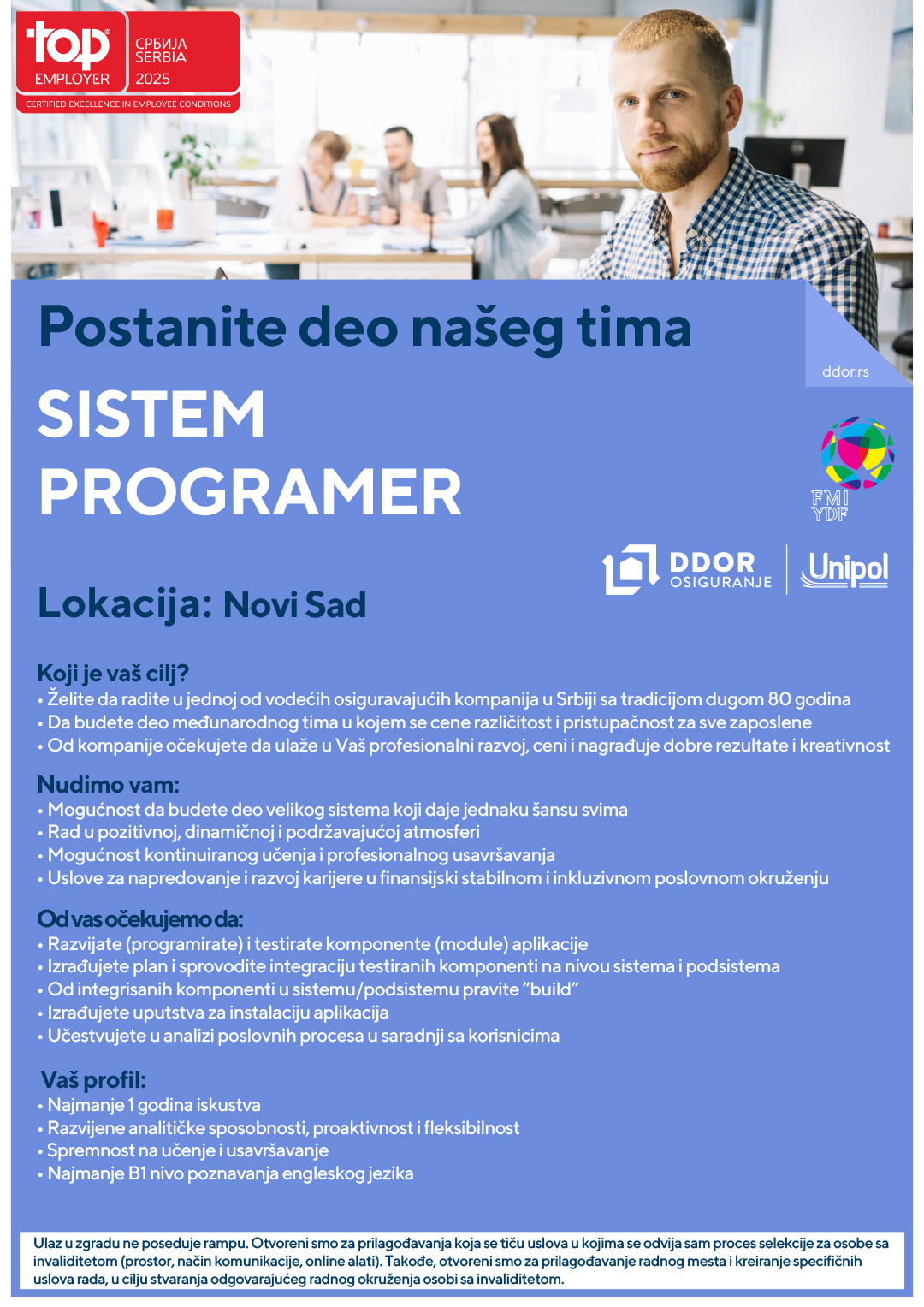 Tražimo osobu za poziciju: Sistem programer - DDOR